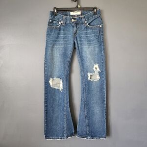 Levi’s 504 Slouch Flare Jeans Juniors Distressed Knee Y2K Low Rise 9M EUC